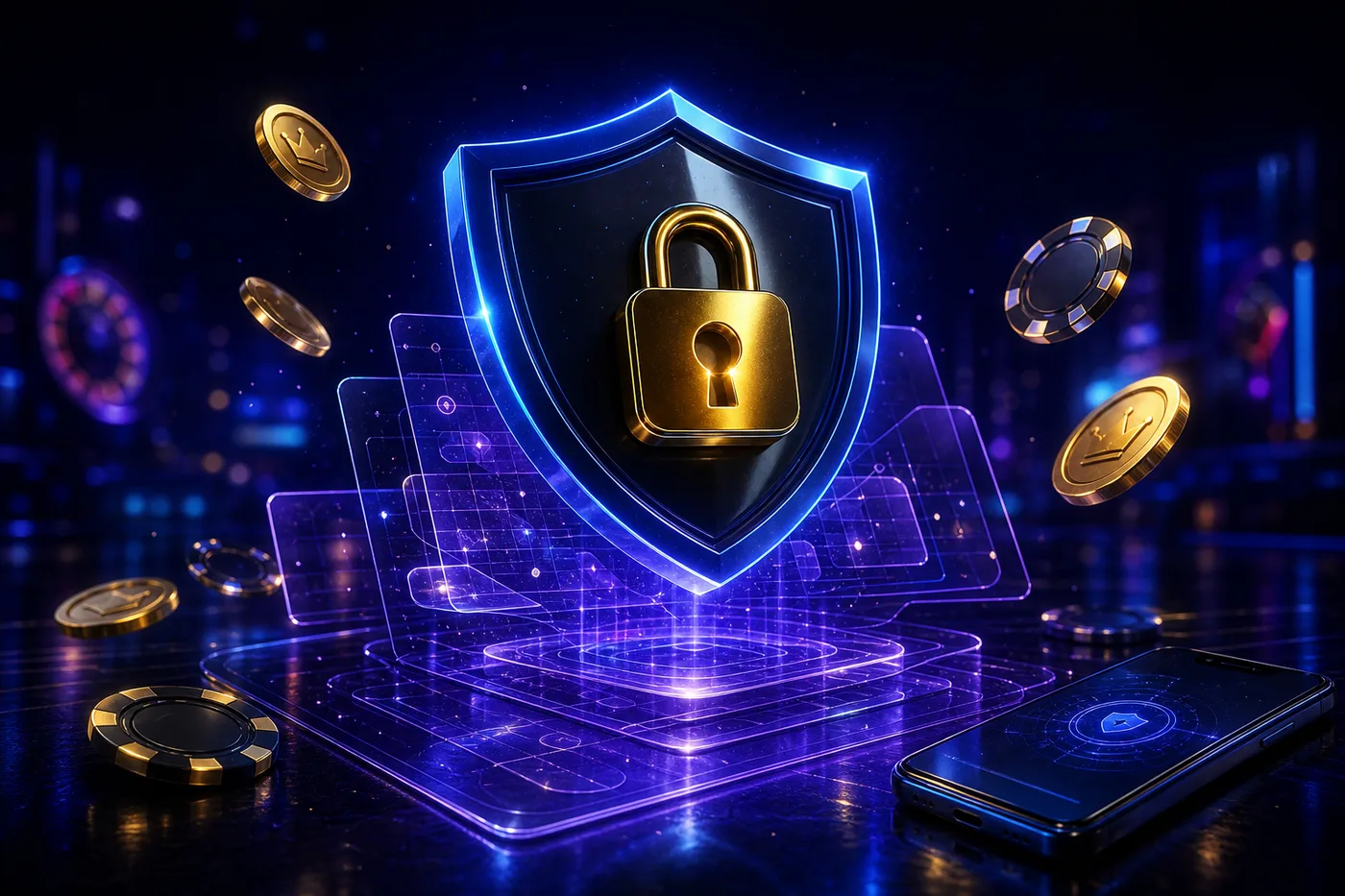 Candado digital sobre un escudo que simboliza la protección de datos personales